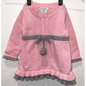 Piper & Posie Knit Sweater Dress Pink Gray‎ 3–6M EUC
